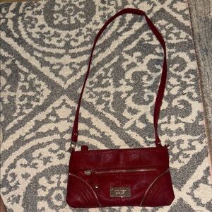 Red Faux Leather Crossbody Bag